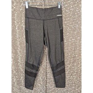 JGX Performance Leggings Women's Small Gray/Black with Sheer Stripes and Pockets